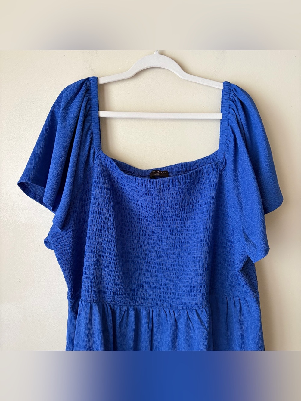 Lane Bryant | Smocked Tiered Midi Dress Flutter Sleeves Cobalt Blue 26/28 NWT - Picture 3 of 8